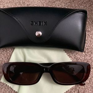 SHEIN brown sunglasses with cloth and case